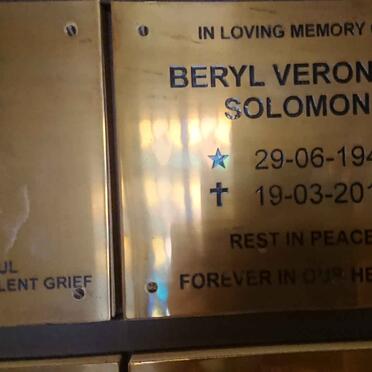 SOLOMON Beryl Veronica 1941-2014