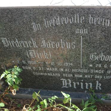BRINK Diederick Jacobus 1902-1974 &amp; Dora KRUGER 1913-1978