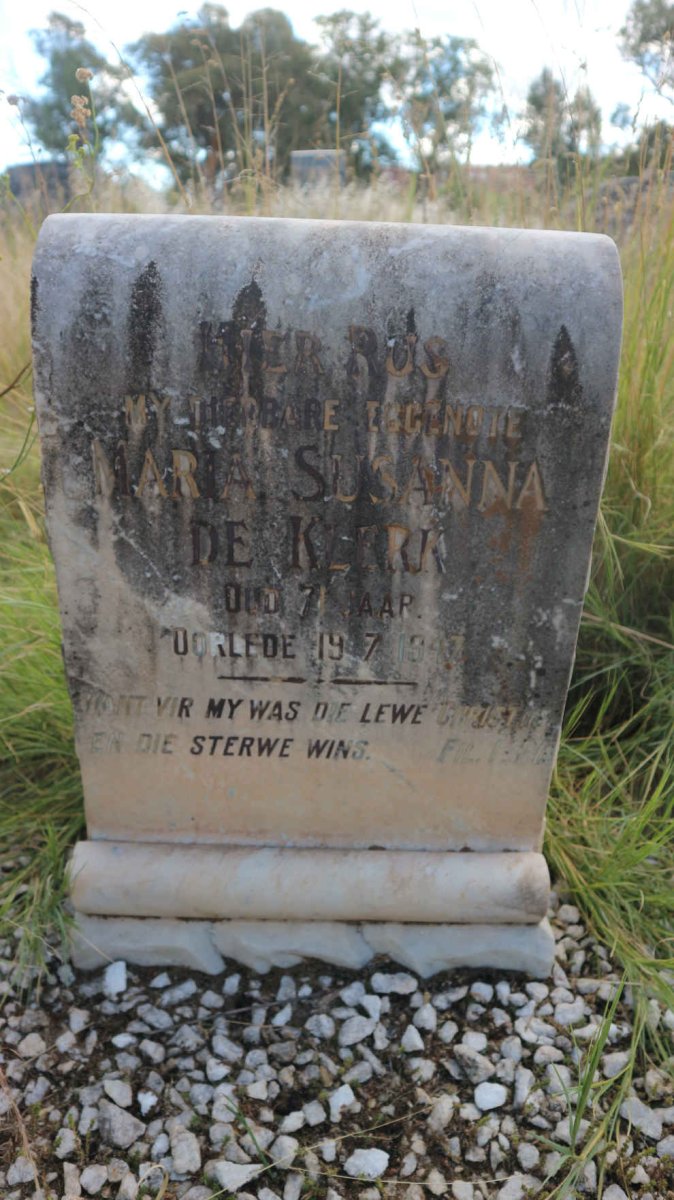 KLERK Maria Susanna, de -1947