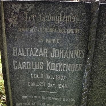 KOEKEMOER Baltazar Johannes Carolus 1907-1942