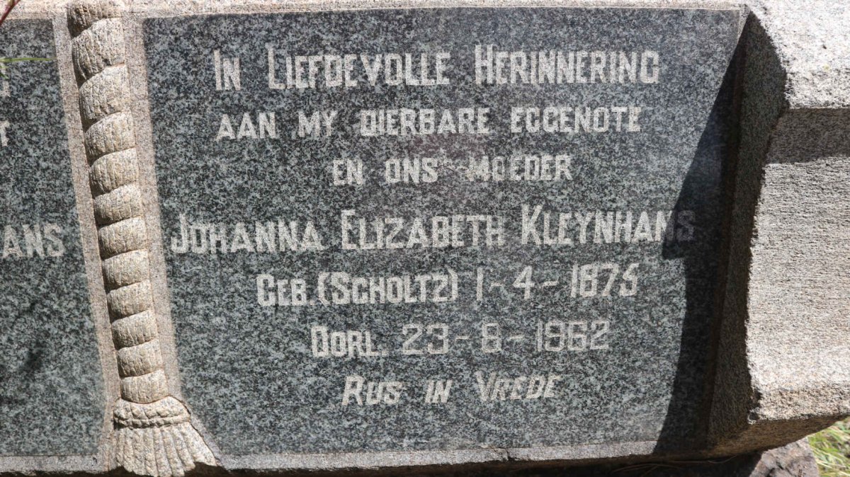 KLEYNHANS Hendrik Andries 1867-1949 &amp; Johanna Elizabeth SCHOLTZ 1875-1962