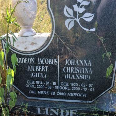 LINDE Gideon Jacobus Joubert 1914-2000 &amp; Johanna Christina 1920-2000