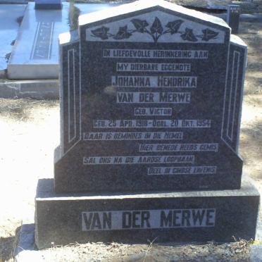 MERWE Johanna Hendrika, van der nee VICTOR 1918-1954