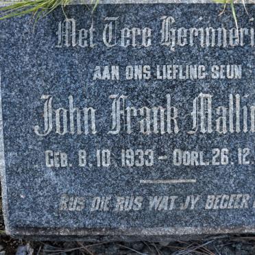 MALLINSON John Frank 1933-1950