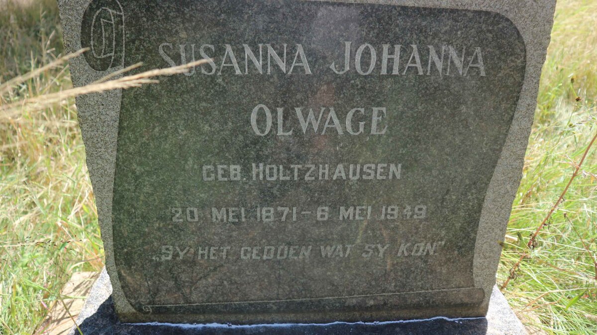OLWAGE Susanna Johanna nee HOLTZHAUSEN 1871-1949