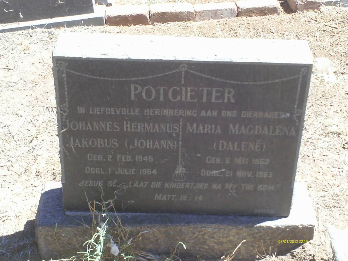 POTGIETER Johannes Hermanus Jakobus 1945-1954 :: POTGIETER Maria Magdalena 1953-1953