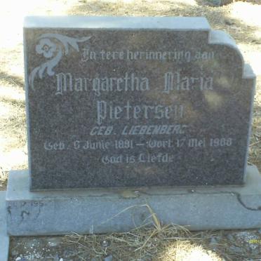 PIETERSEN Margaretha Maria nee LIEBENBERG 1891-1988
