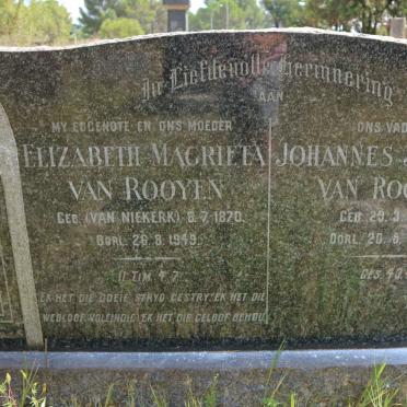 ROOYEN Johannes Jacobus, van 1870-1954 &amp; Elizabeth Magrieta VAN NIEKERK 1870-1949