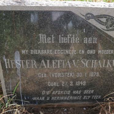 SCHALKWYK Hester Aletta, v. nee VORSTER 1879-1949