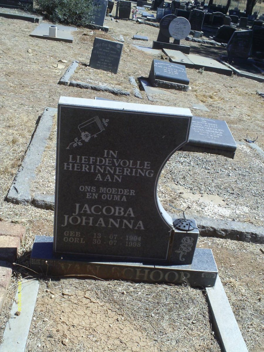 SCHOOR Jacoba Johanna, van 1904-1998