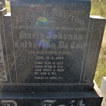 TOIT Maria Johanna Catharina, du nee KOETZEE 1894-1948