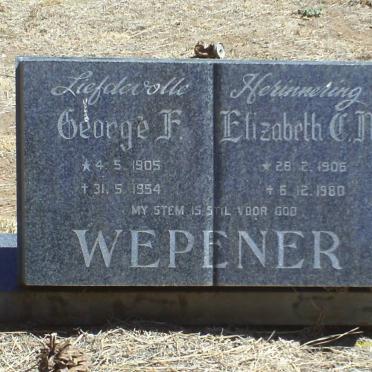 WEPENER George F. 1905-1954 &amp; Elizabeth C.M. 1906-1980