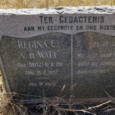 WALT Regina C., v.d. nee BRITZ 1911-1947