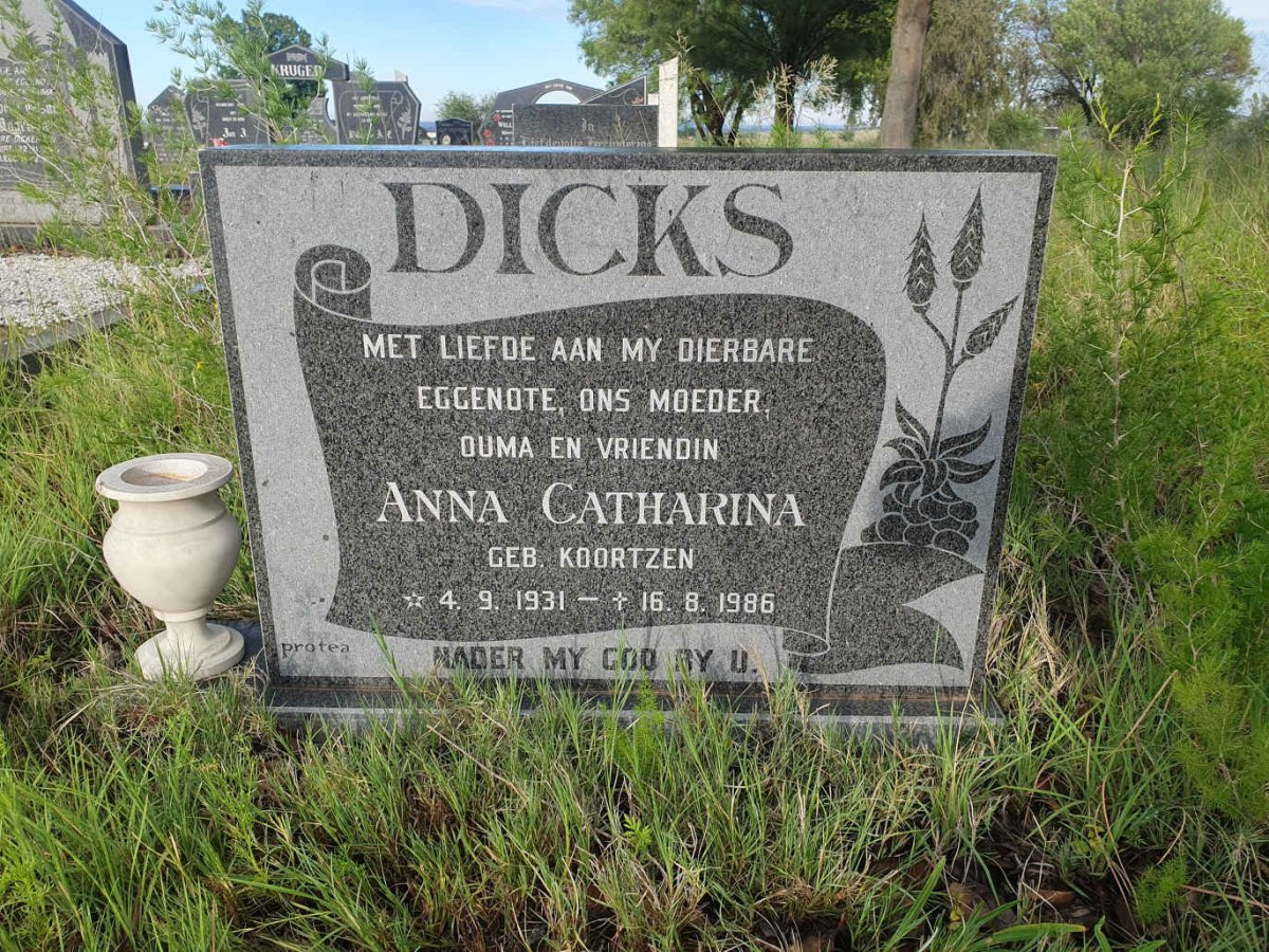 DICKS Anna Catharina nee KOORTZEN 1931-1986
