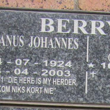 BERRY Hermanus Johannes 1924-2003 &amp; Irene STAAL 1928-