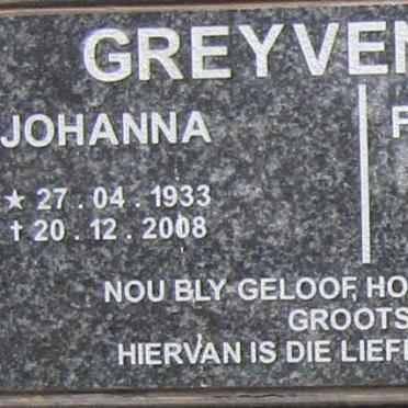 GREYVENSTEIN Frederick Willem 1932-2016 &amp; Johanna 1933-2008