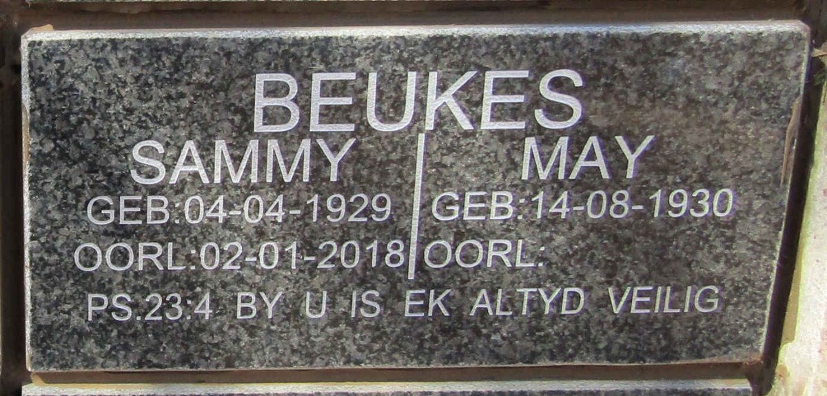 BEUKES Sammy 1929-2018 &amp; May 1930-