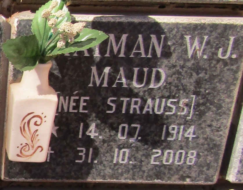 ?MAN W.J. Maud nee STRAUSS 1914-2008