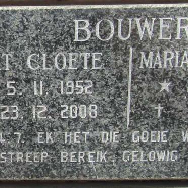BOUWER Gert Cloete 1952-2008 &amp; Maria Catherina A. 1954-