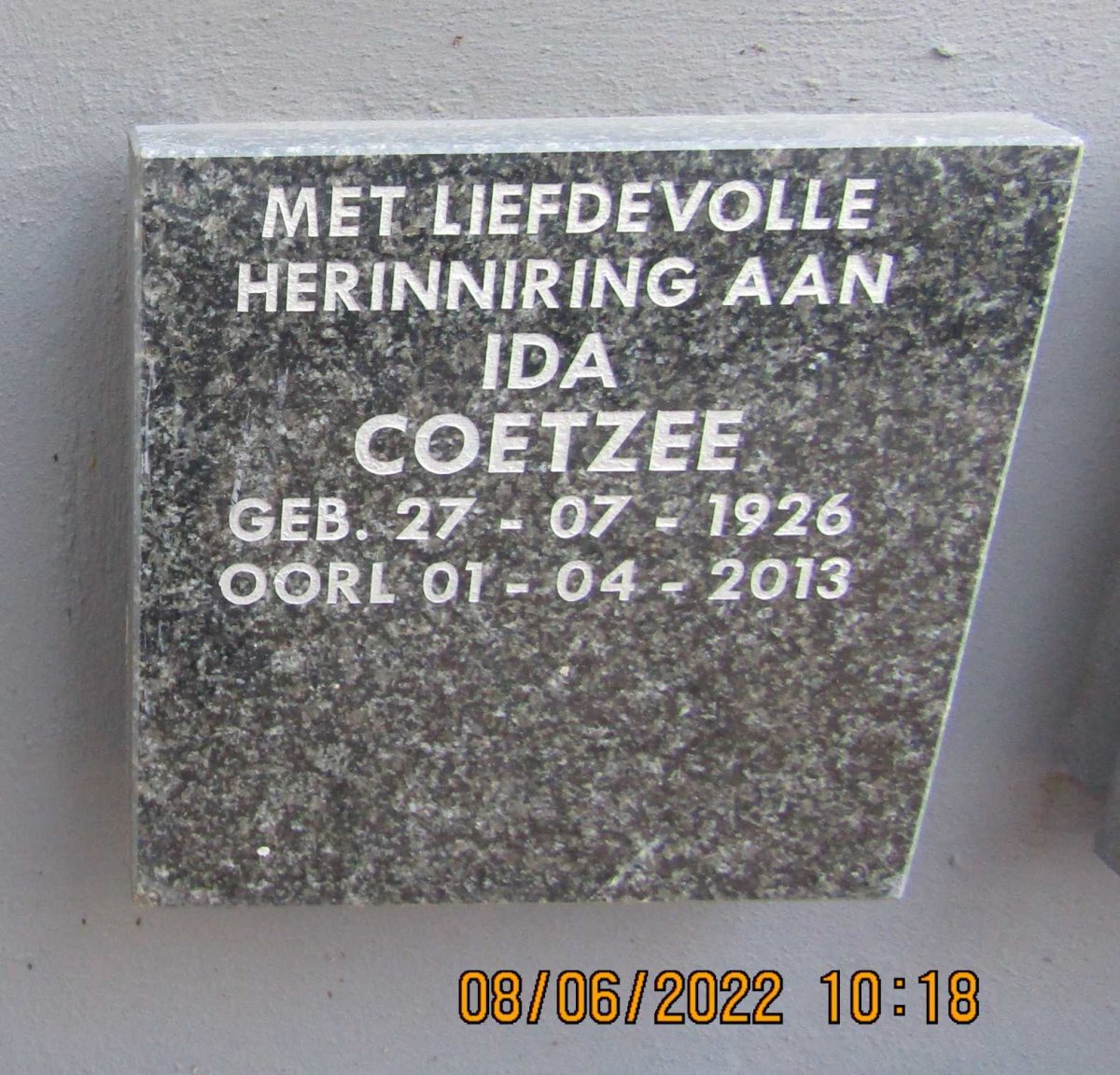 COETZEE Ida 1926-2013