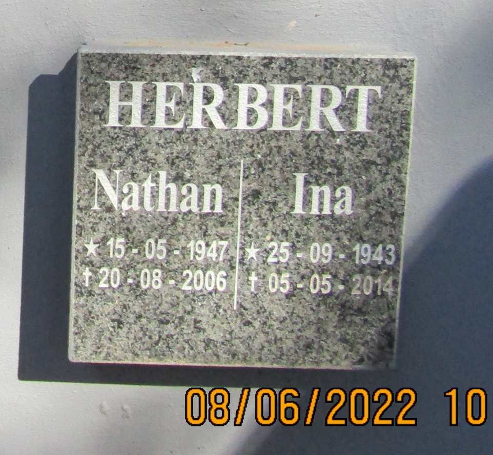HERBERT Nathan 1947-2006 &amp; Ina 1943-2014