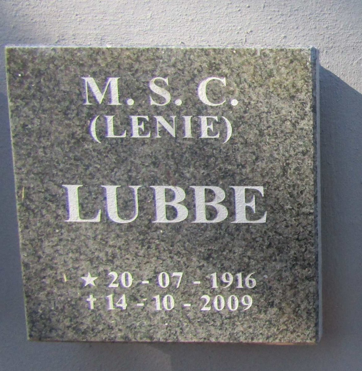 LUBBE M.S.C. 1916-2009
