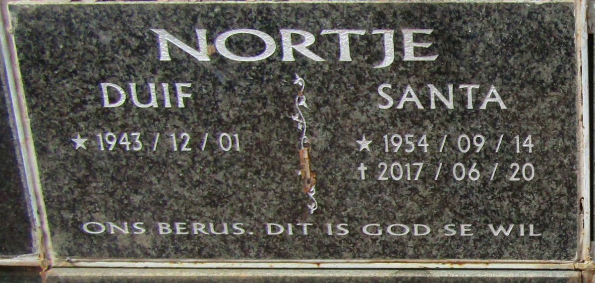 NORTJE Duif 1943- & Santa 1954-2017