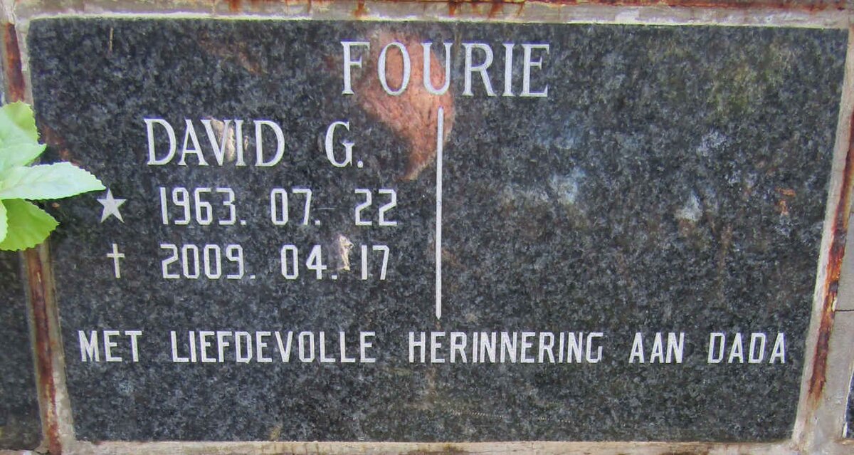 FOURIE David G. 1963-2009