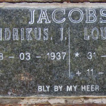 JACOBS Hendrikus J. 1937- &amp; Louisa P. 1936-2004