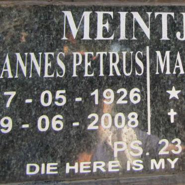 MEINTJES Johannes Petrus 1926-2008 &amp; Maria Elizabeth 1936-2020