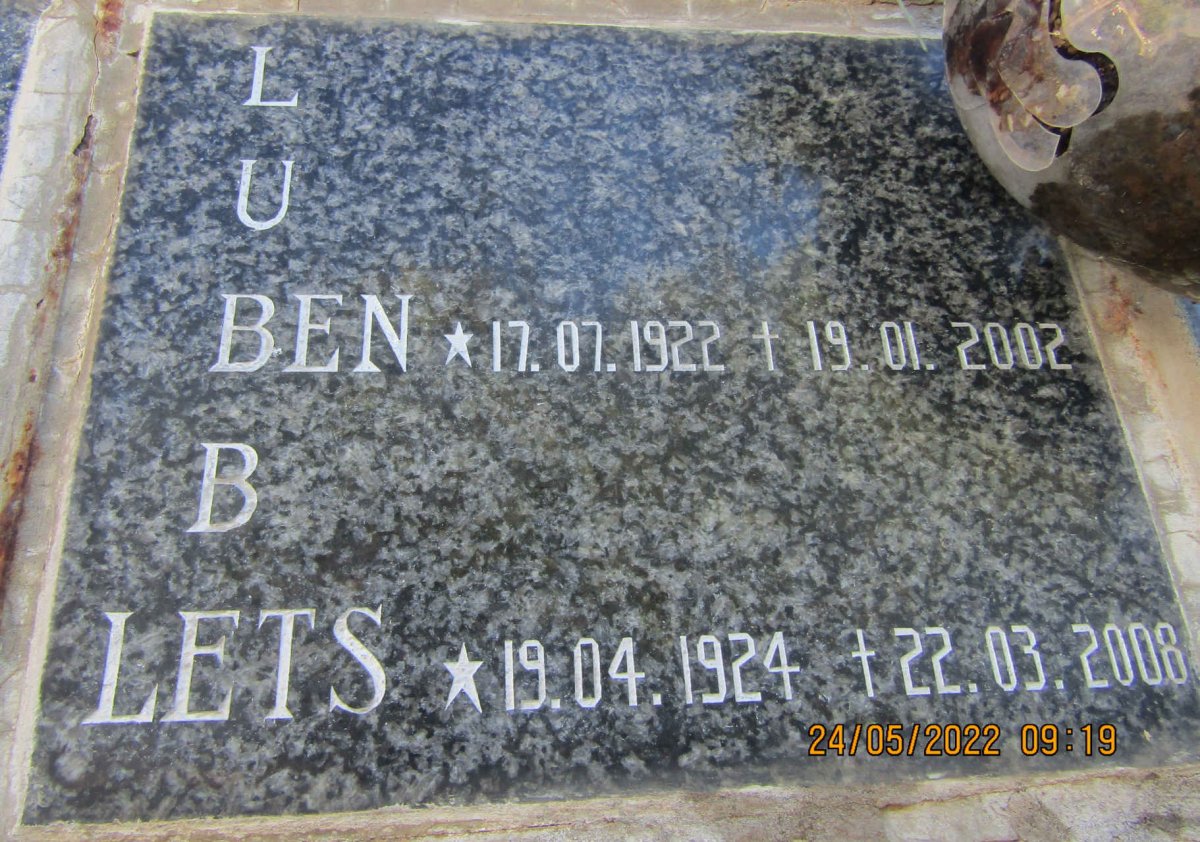 LUBBE Ben 1922-2002 &amp; Lets 1924-2008