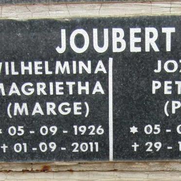 JOUBERT Jozua Petrus 1926-1987 &amp; Wilhelmina Magrietha 1926-2011