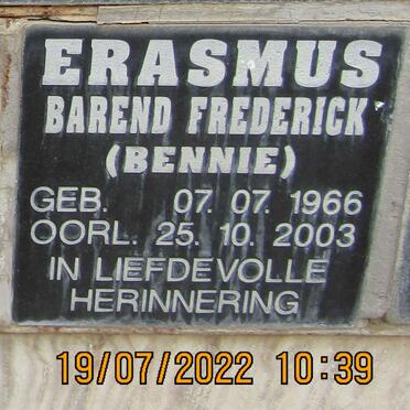 ERASMUS Barend Frederick 1966-2003