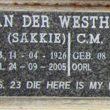 WESTHUIZEN I. P., van der 1926-2005 &amp; C.M. 1929-