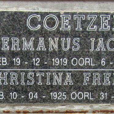 COETZEE Hermanus Jacobus 1919-200? &amp; Christina Frederika 1925-2003