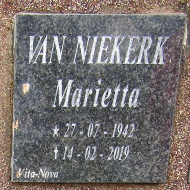 NIEKERK Marietta, van 1942-2019
