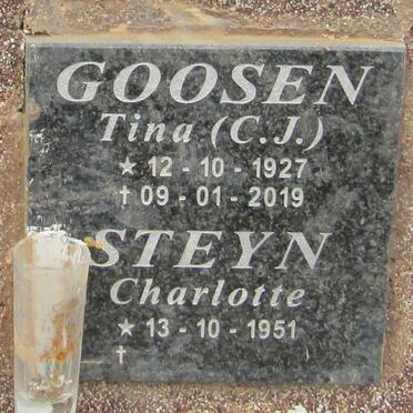GOOSEN C.J. 1927-2019 :: STEYN Charlotte 1951-