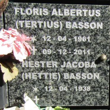 BASSON Floris Albertus 1961-2011 &amp; Hester Jacoba 1938-