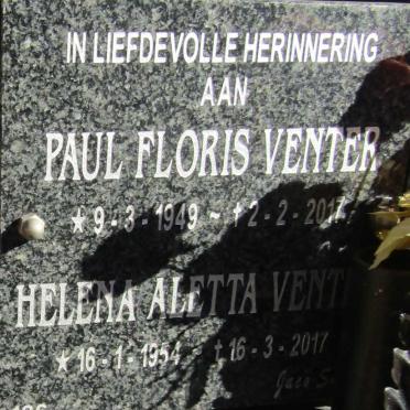 VENTER Paul Floris 1949-2017 &amp; Helena Aletta 1954-2017