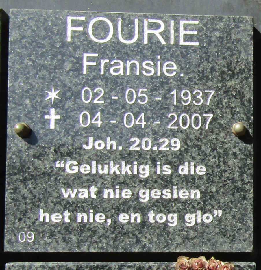 FOURIE Fransie 1937-2007