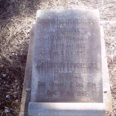 PAPENFUS Hendrik Frederik Deteloff 1880-1940 &amp; Catharina Fredericka BRAND 1884-1960