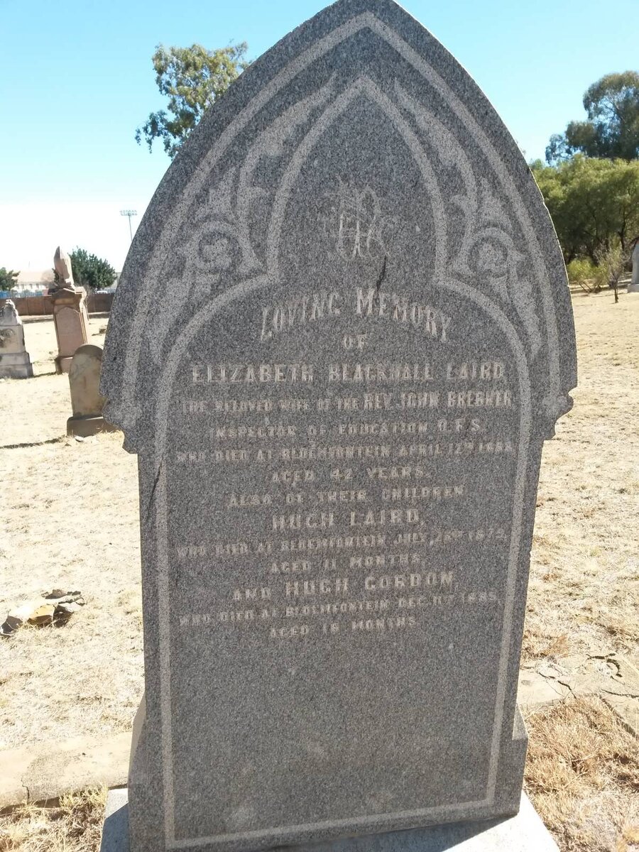 BREBNER Elizabeth Blackhall nee LAIRD -1888 :: BREBNER Hugh Laird -1879 :: BREBNER Hugh Gordon -1885