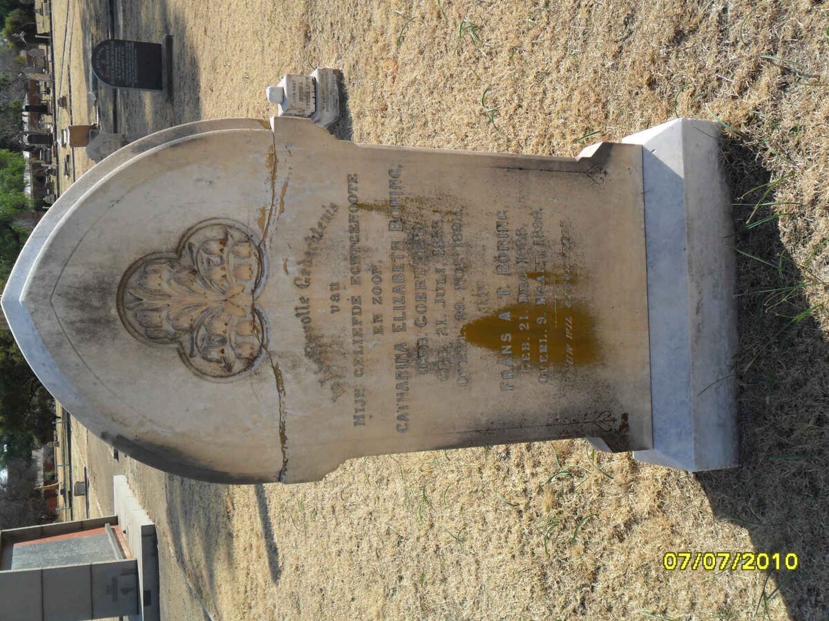 BONING Catharina Elizabeth nee COERTZEN 1855-1895 :: BONING Frans A.T. 1888-1896