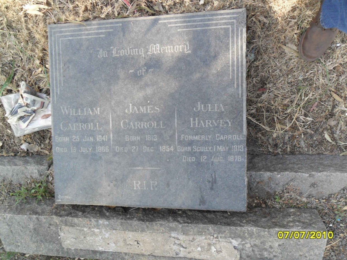 CARROLL James 1813-1854 :: HARVEY Julia formerly CARROLL 1813-1878 :: CARROLL William 1841-1866