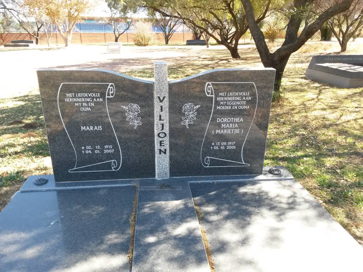 VILJOEN Marais 1915-2007 &amp; Dorothea Maria 1917-2005
