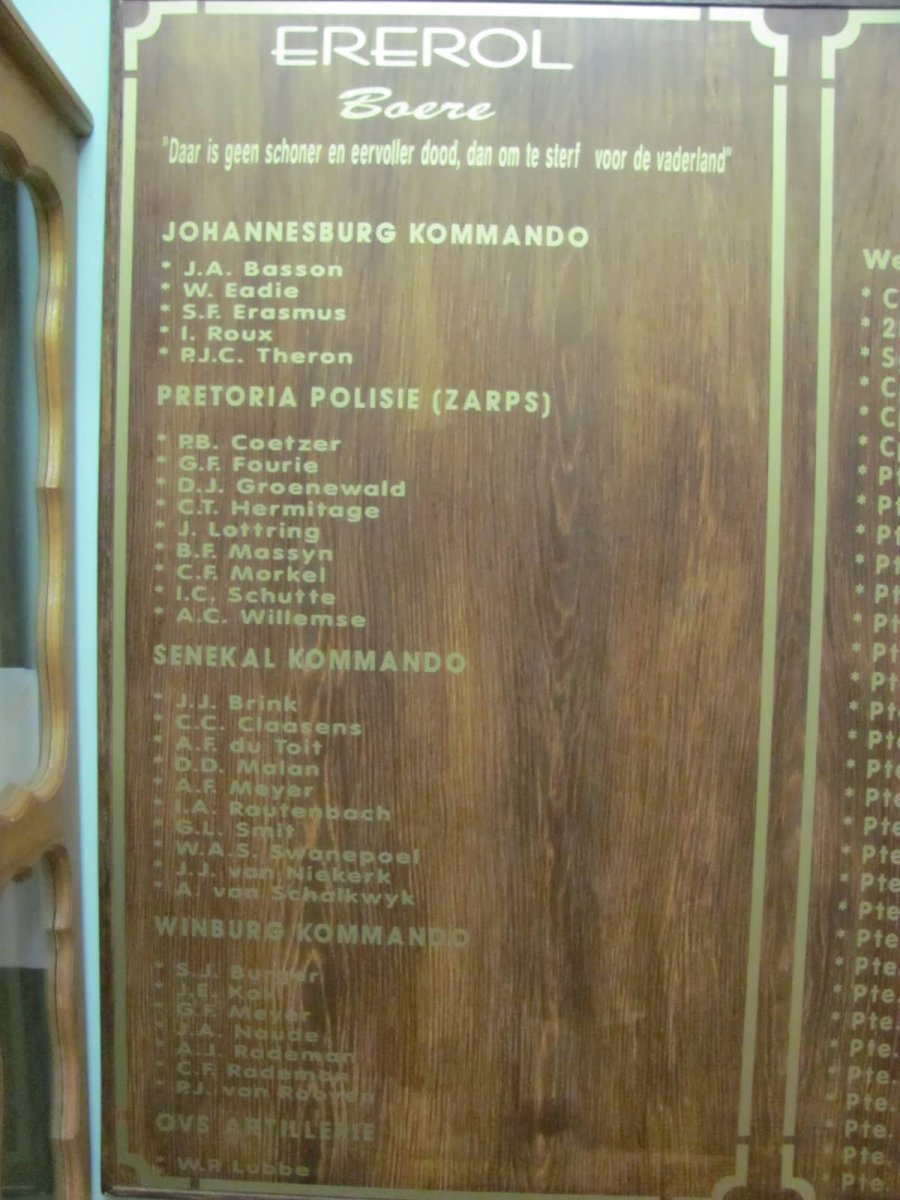 4. Roll of Honour :: Ererol - Boere
