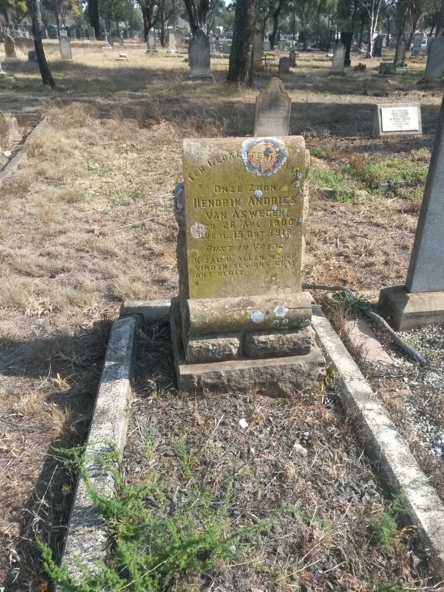 ASWEGEN Hendrik Andries, van 1900-1918