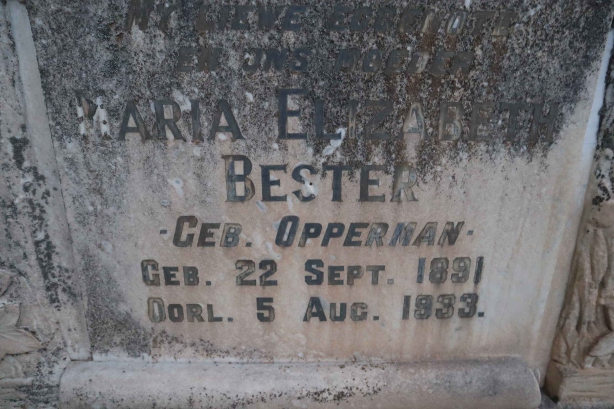 BESTER Maria Elizabeth nee OPPERMAN 1891-1933