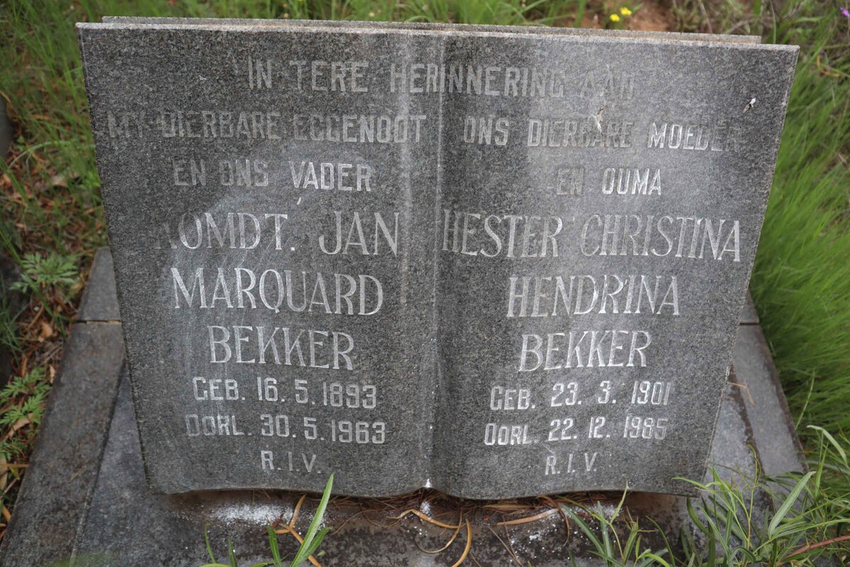 BEKKER Jan Marquard 1893-1963 &amp; Hester Christina Hendrina 1901-1985