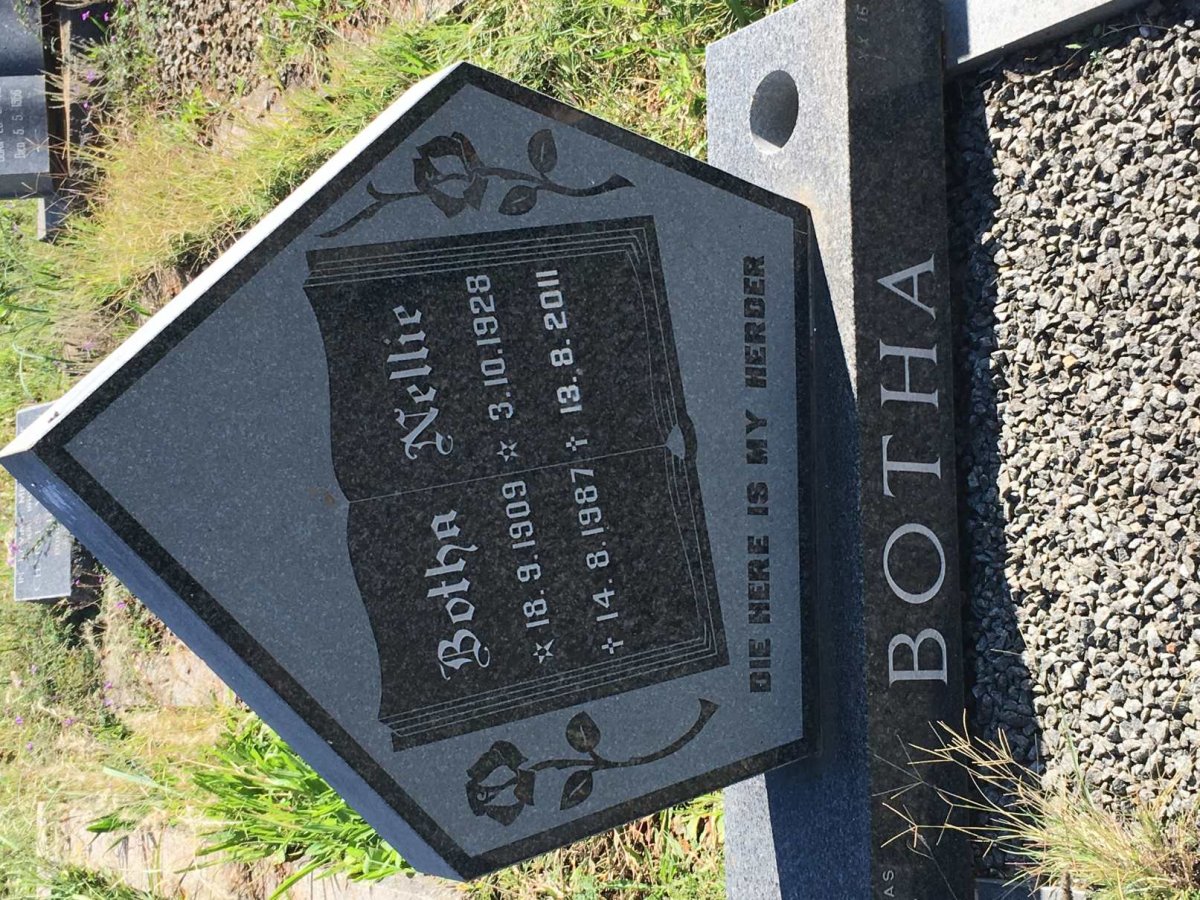BOTHA Botha 1909-1987 &amp; Nellie 1928-2011